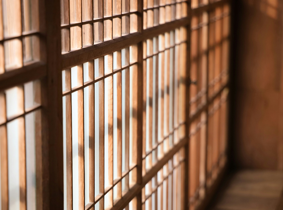 Door framed in steel in a correctional facility